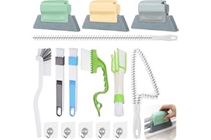 Annickee 15 Brosses de Nettoyage pour Rainures de Fenêtres Set, Ménagères Nettoyeur Rail Baie Vitrée avec 5 Crochet, Outils de Nettoyage en Profondeur pour Porte Coulissante, Volet, Climatiseur