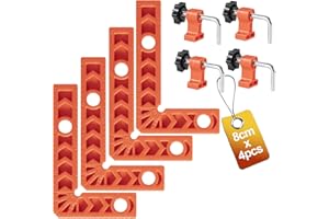 YUENGJGI Set di Morsetti Angolari a 90 gradi, Quadrato di Posizionamento, Morsetti Diritti, Attrezzo per Falegnameria, Adatto per Cornici, Armadi, Scatole, un set di 8 pezzi（8cm), con 4 Morsetti