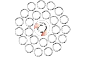 Kulannder Anillo de Resorte Redondo 30Pcs Mosquetón Redondo Hebillas de Resorte Redondas Plata Llavero Redondo Metal para Manualidades y Accesorios de Bolsos