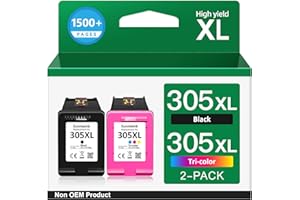 SUNNIEINK 305 kartridży do drukarki XL, kompatybilne z 305 kartridże do drukarek czarne/kolorowe (750/450 stron), Multipack Original, 305 XL do DeskJet 2700 2710 2720 2722 Plus 4100 4120 4130 Envy 6000 6010