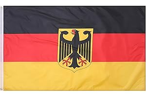 Kezidhp Deutschland Flagge mit Adler 90x150 cm – Bundesadler Fahne aus wetterfestem Polyester mit 2 Metallösen, doppelt genäht für Sportevents und Feste