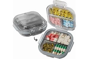 MURRI&MURRDI Pocket Pill Case Box, Pill Dispenser 7 Compartments, Weekly Medication Organiser, Vitamin Medication Case Airtight & Moistureproof (Gray)