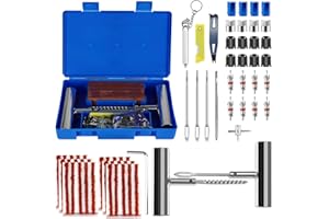 USHOP 66PZ Kit di riparazione pneumatici,kit di Riparazione di gomme Heavy Duty,Kit Riparazione Pneumatici Auto,Con penna per la pressione dei pneumatici,per Auto,Moto,Camion,ATV,Trattore,Camper,Jeep