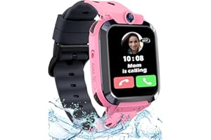 RUOPOEM GPS Montre Connectée Enfant, Montre Intelligente Enfant LBS avec Conversation Bidirectionnelle Téléphone SOS Voice Chat IP68 Résistant Caméra Jeux, Montre GPS Enfant pour Fille Garçon 3-12 Ans Cadeau
