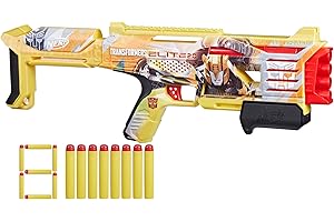 Nerf Transformers Bumblebee Dart Blaster, zawiera 8 rzutków Nerf Elite, działanie pompy