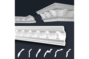 MARBET DESIGN Marbet soffitto modanature bianco pacchetto risparmio di styrofoam EPS - stucco modanature fantasia, nel design tradizionale - (24 metri B-22) Modanature in polistirolo, modanature per pareti