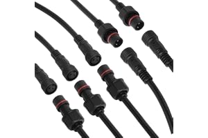 TNSLAND 5 par 12 V kontakter 2-polig vattentät, 2-polig kontakt för utomhusbruk, vattentäta kontakter med kabel