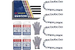Vahlbeste 4 Stück 12 Zoll Sägeketten für 30cm Schiene, 1/4" 1,1mm 64 TG Kettensäge Kette, Kette für Kettensäge mit Hängeschnalle & Handschuhen,Chainsaw Chain Kompatibel mit Stihl MSA140、MSA140C、MSA160