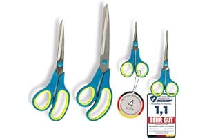 Scherenpalast 4 Piece Scissors Set (24.5/21.5/14.5/12.5 cm) - Ultra Sharp Blades & Ergonomic Handles - Stainless Steel for Office, Household & Crafts - Right & Left Handed