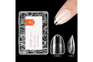 ‎MODELONES Modelones Nageltips 216 Stück- Full Cover Nail Tips Set, Soft Gel Tips Set, Pre-Buff PMMA Harz Nagelspitzen, Künstliche Nägel Zum Aufkleben Nail Art DIY, Kurze Almond XS