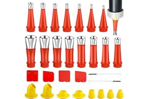 Ewwtrey 29 Stück Edelstahl Dichtungsdüse Silikondüsen Sets, Edelstahldüsen Silikon Düsen, Einteiliger Dichtmittel Abdichten Düsen, Silikon Dichtungsfinisher, Silikonnaht-Kit