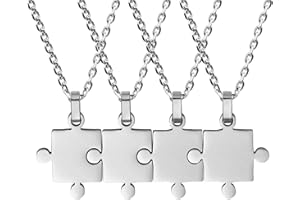 Flongo Acier Inoxydable Pendentif Colliers Puzzle Amour Valentine's Couples His & Hers Série Poli Homme,Femme