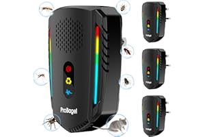 PROBAGEL 2024 Upgraded Ultrasonic Pest Repeller, 4PCS Mouse Repellent Plug In, 3 Model Pest Control Efficient Against Mice, Rats, Mosquitoes, Spider, Cockroach, Moths, Ants etc Harmless to Pets and Human-Black