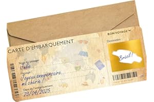 OLYMPE STORE Carte à gratter Voyage Surprise - Carte embarquement personnalisable à offrir - Billet avion annonce - Cadeau Anniversaire EVJF (Vintage style)