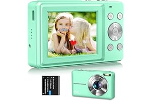 DGVDO Digitalkamera 44MP Fotokamera 1080P Kompaktkamera 2.4" Bildschirm LED Fülllicht 16X Digital Zoom Selfie Bildstabilisierung Mini Fotoapparat Kamera Digitalkamera für Kinder Anfänger Grün