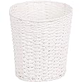 Zuvo Round Wicker Waste Paper Bin and Basket- Rubbish Basket for Bedroom, Bathroom, Offices or Home (White)