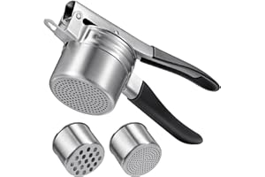 Schiacciapatate, Sopito Schiacciapatate in Acciaio Inox con 2 Tazze Intercambiabili per Purè di Patate, Purè di Verdure, Succhi di Frutta e Ricette Alimentari, Lavabile in Lavastoviglie