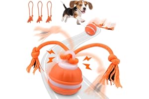 YOMOZEM Interaktives Hundespielzeug, Interaktiver Spielball für Hunde, Ball Hund, Hundespielzeug Ball Mit 3 Kauschnüren, Hundeball Elektrisch Bal-l, Gibt VogelgeräUsche ab Ideal für Kleine Hunde & Welpen