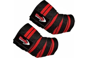 SHELLY SPORTS Shelly Elbow Wraps for Weightlifting – Heavy Duty Adjustable Elbow Support Straps for Gym, Bodybuilding, Cross Training, Powerlifting – Workout Brace Protector (Pair, Red)
