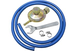 DIELLESHOPPING Kit régulateur basse pression pour cuisines poêles et barbecue gaz + 2 m de tube + 2 colliers et clé en cadeau - Made in Italy