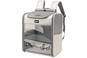 ALLSOPETS Portable Pet Carrier Backpack for Cat Dog, Foldable Dog Backpack, Breathable ComfortableCat Carrier Bag, Perfect for Travel Hiking Walking, Grey