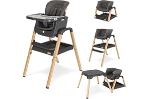 Tutti Bambini Nova Highchair - 7-in-1 Portable High Chair, Baby Chair with Feeding Tray, Washable Seating & Travel Bag, Folding High Chairs for Babies and Toddlers from 6+ Months (Grey/Oak)