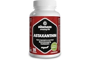 VITAMAZE - AMAZING LIFE Astaxanthin Capsules High Dosage & Vegan, 4 mg Organic & Natural Astaxanthin Powder from Algae, 90 Capsules for 3 Months, Pure Herbal Food Supplement Without Additives