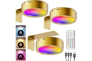 ‎TEDMOS RGB Kabellose Bilderleuchte, 2600mAh Akku Bilderlampe Ohne Strom, LED Spot USB Aufladbar mit Fernbedienung, Bild Beleuchtung Wand Batterie Bilderrahmen Licht Magnetisch Bildbeleuchtung zum Kleben Gold