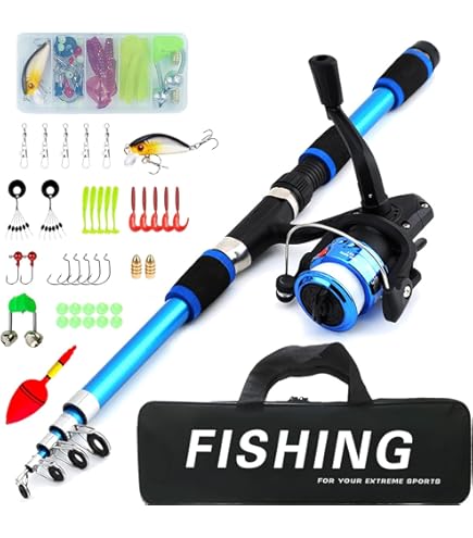 Kilitn Angelset Für Kinder - 86-teilig Mit Teleskoprute, Rolle & Zubehör, Perfekt Für Angelfans Ab 6 Jahren