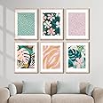 NoWorries Pestal Colors Wall decor Paintings for living room/Painting with frame - Premium Modern art Wall Poster Paintings for Home Decoration (Pattern-Minimal art) (Synthetic P.S. Mould Frame) Set of 6 (13x17 inches, ART ATTACK-1)