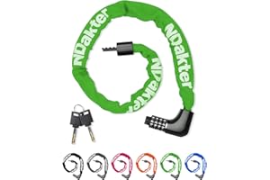 NDakter Bike Locks High Security with Two Ways to Unlock, 4-Digits Resettable Combination Bicycle Lock, 3.2Ft Length Hardened Steel Bike Chain Lock for Cycle, Scooter,Motorbike,Gate, Fence