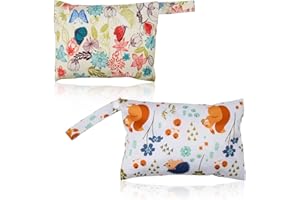 JANDH 2 Pezzi Wet Bag, Borsa per Pannolini Appesa Riutilizzabile e Portatile per Bambini, Nuoto, Campeggio e Viaggio