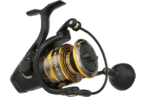 PENN Battle IV Spinning Reel, Saltwater Angler Fishing Reel for Sea Fish Lure & Bait, Bass, Pollack, Cod, Mackerel, Wrasse, Aluminum Spool, Robust Ambidextrous 1000-10000 Reel, Black, Gold & Smoke