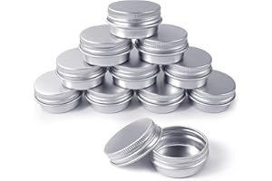 Redamancy 10 Pièces Pots en Aluminium, Argenté Petit Pot 15ML Avec Couvercle, Conteneurs à Couvercle à Vis en Métal Rond, pour DIY, Crème, Baume à Lèvres