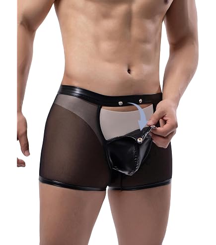 Culotte En Latex Pour Homme – Short Faux Cuir à Fermeture Éclair – Style Audacieux Pour Soirées