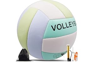 ‎BIBYKIVN Bibykivn Volleyball,Beachvolleyball,Weicher Touch Volleyball Training für Beach Outdoor Indoor Spiel,Offizieller Größe 5,Artikel mit Rucksack und Pump Mesh Bag