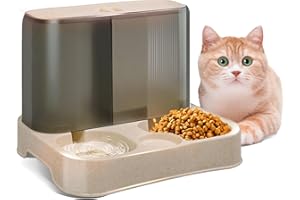 Distributeur Croquettes Chat,Arespark 2 en 1 mangeoire avec Fontaine à Eau, Bol pour Chat, Bol Amovible, Fournitures pour Animaux de Compagnie pour Chats, Chiens et Chats