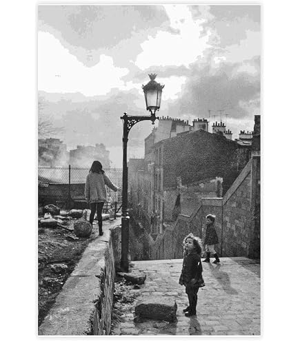 Poster Vintage Pipi Pigeon Par Doisneau - Toile 40x60cm Pour Déco Murale