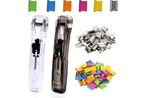 AWAVM Clam clip dispenser Verschluss Clips 2 Stücke Tragbarer Fast Clam Clip Spender&100 Edelstahl-Metallklammern Geeignet für Küchen Büros Schulen und andere Orte Kunststoff-Nachfüllheftklammern
