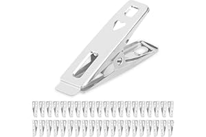 MUCHS LIAO Juibao 40 Stainless Steel Clothes Pegs Metal Laundry Clips Windproof Rust Free Clothespins with Strong Clamp for Washline Bathroom Towels, Socks, Food Sealing