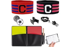 GTNCE Juego de tarjetas de árbitro, juego de tarjetas de árbitro de fútbol con tarjeta roja amarilla de PVC, bolsillo para libro de puntos, silbato de árbitro, moneda electoral y venda de capitán para