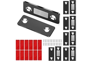 Amaxiu Lot de 6 loquets magnétiques ultra fins pour porte d'armoire, loquets de porte d'armoire bandes auto adhésives aimants de tiroir pour fermeture de porte coulissante (noir)