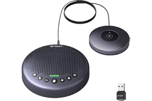EMEET Conference Speaker and Microphone w/8+1 Mics, 360° Voice Pickup, Noise Reduce, Bluetooth/USB/Dongle Speakerphone for 14 People w/Daisy Chain for 25, Compatible w/Leading Platforms, 2024 Version