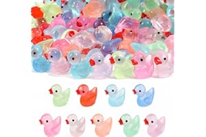 ONBAGLST 120 Stück Mini Harz Enten, kleine Enten Bulk Glow in The Dark kleine Miniatur Enten Figuren für Puppenhaus Dekor Mikrogarten Heimlandschaft Partygeschenke Spielzeug