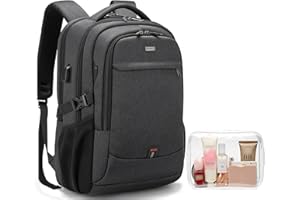 DUSLANG 17 Inch Laptop Backpack for Travel Water Resistant College Backpack for Men with USB Charging Port Clear Toiletry Bag