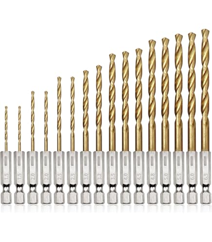 Punte Esagonali HSS Set 26 Punte Trapano Titanio - Da 1,5 A 6,5mm Per Metallo, Legno E Plastica, Attacco Esagonale Punte Per Metallo Legno Plastica