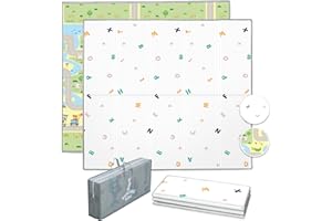 SUPERBE BEBE Alfombra Acolchada Plegable beber 150x180x1cm - Gimnasio y Manta de Juegos para Bebé - Manta de Actividades Impermeable Reversible