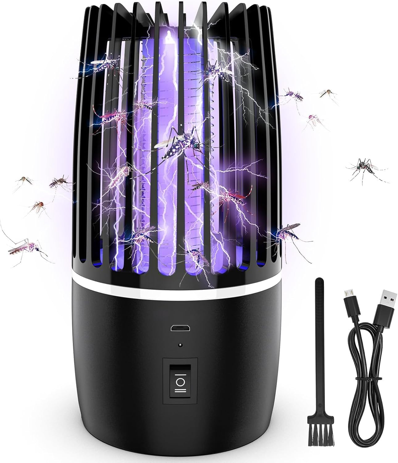 Lampe Anti Moustique Électrique UV 365nm, Piège à Moustiques 4000mAh, Silencieuse avec Veilleuse, Utilisation intérieur et extérieur