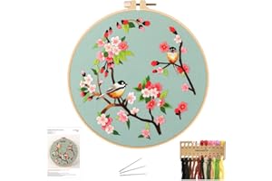 NASHRIO Kit da Ricamo Fai da Te per Principianti, Kit per Punto Croce con Panno da Ricamo, Cerchio Ricamo, Aghi e Fili, Istruzioni, Embroidery Kit per Adulti, Regali per Familiari e Amici, Ricamo Decorativo.