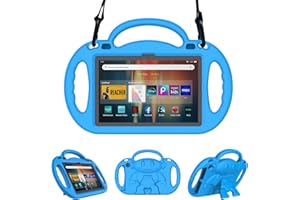 Fire HD 8 & HD 8 Plus Tablet Case for Kids (12/10th Gen, 2022/2020) - Sonlaryin Lightweight Kid-Proof Case with Handle and Kickstand for Fire HD 8 Kids & Kids Pro Tablet, Not Fit iPad Case - Blue